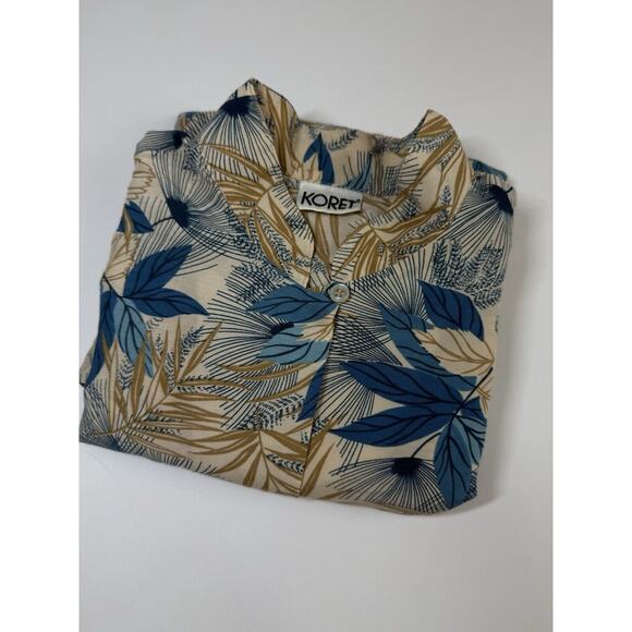 Vintage 80s Koret Blue‎ Floral Button-Up Long-Sleeve Blouse - Picture 11 of 11